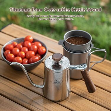 Мл Титановий перелив Кавоварка Ультралегка кавоварка на гусячій шиї Крапельний фільтр Чайник Чайник Кавник з ручкою з букового дер