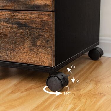 Шафа для документів HOOBRO, мобільна підставка з 5 шухлядами, дерев&39яна офісна шафа, комод для зберігання речей, індустріальний стиль, легке складання, сільський колір, темно-коричневий та чорний EBF05WJ01G1