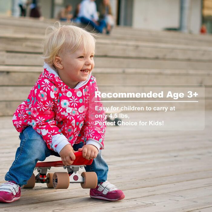 Дюймовий ретро скейтборд для дітей та дорослих з високошвидкісними шарикопідшипниками ABEC 9 карбон, 22-