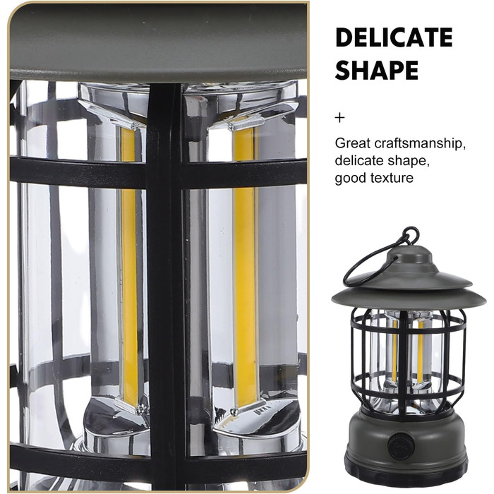 Акумуляторний світлодіодний кемпінговий ліхтар Наметовий ліхтар для використання на вулиці під час відключення електроенергії, ідеально підходить для походів та подорожей аварійний ліхтар для походів та кемпінгу, оливково-зелений