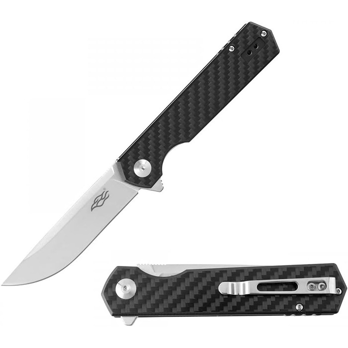 Складаний ніж Лезо зі сталі D2 Рукоятка з вуглецевого волокна з кліпсою Гострий одноручний ніж з піхвами та шарикопідшипником Кемп