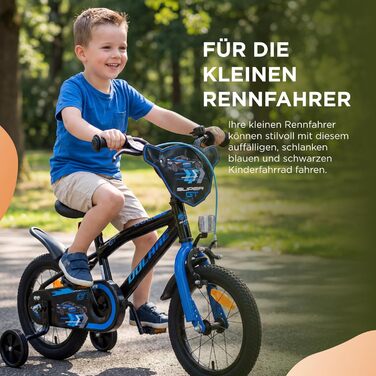 Дитячий велосипед Volare Super GT Blau 12 35 років 2 ручних гальма, знімні бічні колеса, захист ланцюга та світловідбивачі Регульоване сідло Подарунок для дівчаток та хлопчиків