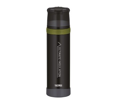 ТЕРМОС ДЛЯ НАПОЇВ THERMOS MOUNTAIN 0.9 л, чорний, термос з нержавіючої сталі з чашкою для пиття, зберігає напої гарячими/холодними протягом 24 годин, легка пляшка для активного відпочинку, міцна, знімна кришка, без BPA, 900 мл