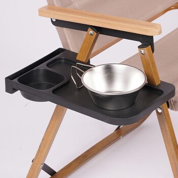 Бічний піднос для стільця, бічний столик на затискачі, бічний столик для кемпінгу, складний стілець з алюмінієвого сплаву, чорний