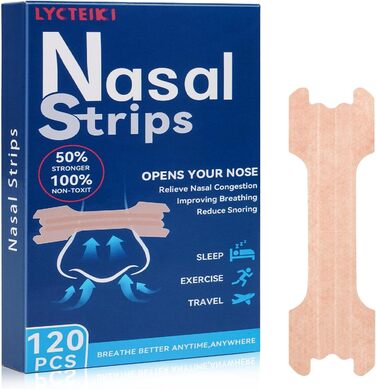 Пластирі для носа від хропіння, 120 шт. , Пластирі для носа для кращого дихання, Смужки для носа для сну проти хропіння, Краще дихання при закладеному носі, Смужки для носа жовті
