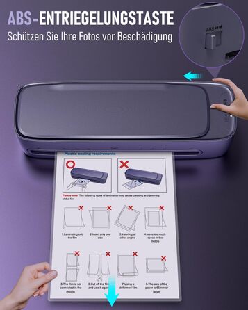 Ламінатор A3 з 30 ламінувальними пакетами, гарячий та холодний ламінатор для паперів A3, A4, A5 та A6, ламінатор 9-в-1 з різаком для паперу та закруглювачем кутів, ламінатор для школи, дому, офісу та файлів (фіолетовий)