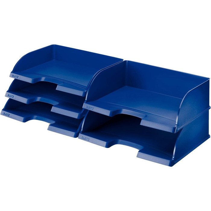 Лоток для листів Leitz A4 альбомної орієнтації, упаковка з 5 шт. , високоякісний лоток для листів, штабелювані відділення для організації робочого столу, сумісний із серією Plus, сірий, 52180085 Standard Grey 5 шт.