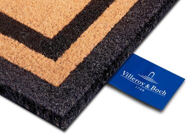 Килимок для дверей Villeroy & Boch 1856 Coconut для внутрішнього та захищеного зовнішнього використання - нековзний брудозатримуючий килимок, натуральний кокосовий килимок з рамкою, стійкий до атмосферних впливів для коридору, тераси, вхідної зони - 50x80