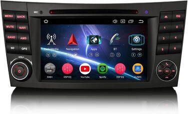Автомобільне радіо erisin 8 Core Android 13 464 ГБ з навігацією для Mercedes Benz E/CLS Class W211 W219, підтримка Carplay Android Auto, GPS, супутникова навігація, DSP, Bluetooth 5.0, WiFi, Dab, TPMS, DVR, OBD, з DVD-програвачем