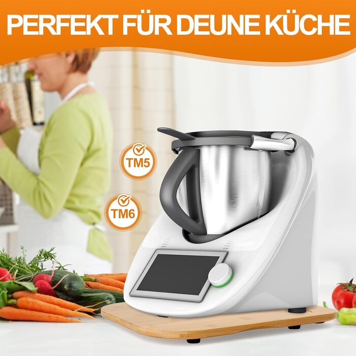 Розсувна дошка MUUKAIII для Thermomix TM6 TM5, швидкопереміщена рухома дошка для кухонного комбайна Thermomix Vorwerk TM6 TM5 Аксесуари Pad Board, розсувна дошка з бамбукового дерева