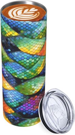 Кухоль з прямою трубочкою, 590 мл, принт у вигляді райдужної риб&39ячої луски, дорожній кухоль, підходить для кемпінгу, офісу та дому