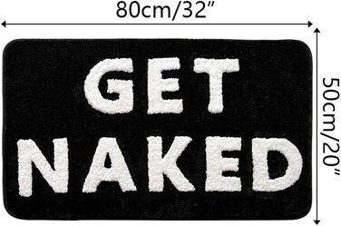Килимок для ванної Get Naked 50x80 см, нековзний килимок для ванної, що миється, килимок для душу з мікрофібри, що вбирає вологу, м&39який килимок для ванної, чорний 50 x 80 см