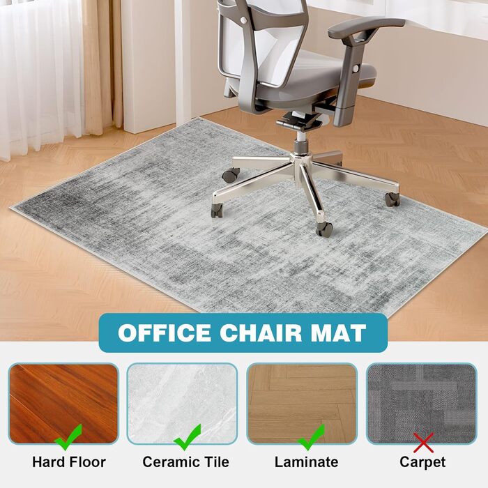 Захисний килимок для офісних стільців, 120x150 см, килимок для офісного стільця, захисний килимок для твердої підлоги, нековзний килимок для офісного стільця, килимок для твердої підлоги, ламінат та плитка, 120 x 150 см, сіра текстура