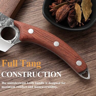 Ніж для обвалювання Ніж для рубки Кухонний ніж у шкіряних піхвах Ніж ручної ковки Дамаський професійний ніж Вікінгський ніж Японсь