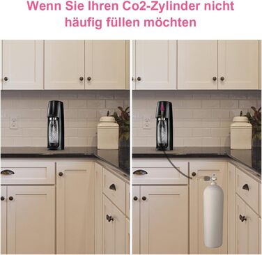 Шланг високого тиску ASOFTY Co2 1,5 м з манометром 3000 фунтів на квадратний дюйм, сумісний з Sodastream Duo, Crystal 3.0, Gaia, Art і Terra, підтримка більшого газового балона CO2 з бар'єром зворотного потоку Універсальний тип - з манометром