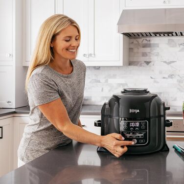 Мультиварка Ninja Foodi, 6 л, мультиварка 7-в-1, скороварка під тиском, фритюрниця, аерофритюрниця, повільна плита, гриль тощо, матова сталь і чорний, OP300EU
