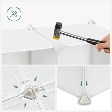 Кубова система полиць, Дитяча шафа для зберігання, Шафа з дверима, Пластикова полиця для взуття, Модульна полиця, Багатоцільова, Взуття, Іграшки, 123 x 31 x 123 см, Білий LPC906W01, 16-