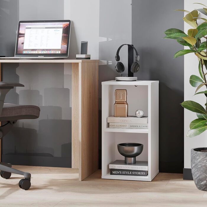 Мала біла книжкова полиця кубічна полиця з 2 відділеннями, кубічна полиця для вітальні, дитячої кімнати, тумбочка для спальні Окремостояча полиця Nubo 31,4 x 60,8 x 29 см Біла Nubo2