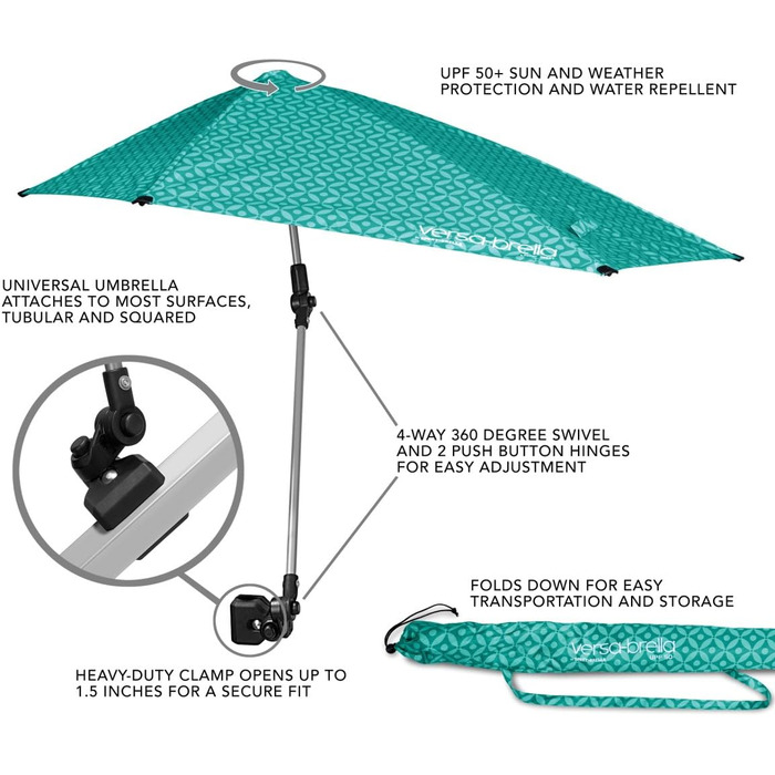 Парасолька Sport-Brella Versa-brella з універсальним затискачем, бірюзовий Regular Turquoise