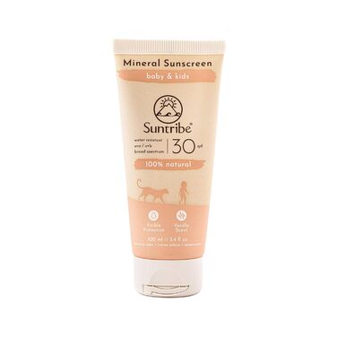 Органічний сонцезахисний крем Suntribe Mineral Baby & Kids SPF 30/100 мл, без ароматизаторів - 100 натуральний і безпечний для рифів, без нано оксиду цинку, водостійкий - Найкращий мінеральний сонцезахисний крем (The Independent)