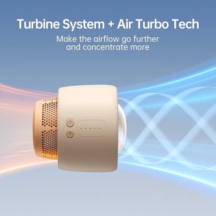 Портативний вентилятор для коляски JISULIFE, маленький вентилятор, що працює від батарейок, 5 швидкостей, технологія очищення та покращення повітря, без лопатей, безпечний для їжі - коричневий