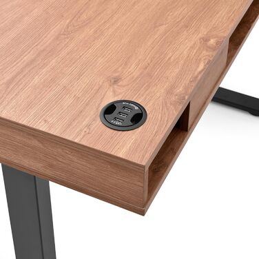 Робочий стіл у стилі Worktime 120x60 см Робочий стіл з електричним регулюванням висоти, функцією пам&39яті, зворотним відліком часу стоячи, USB-хабом, шухлядою та відділеннями для зберігання, дуб/чорний