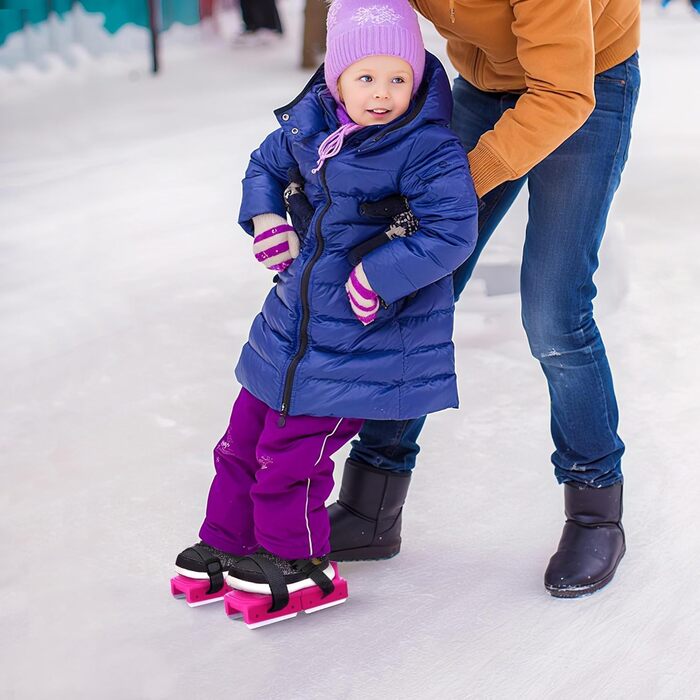Пара регульованих ковзанів для малюків - подвійні ковзани з ремінцем для кріплення, взуття для катання на ковзанах для малюків, початківців, дітей, юніорів, рожеві, 1
