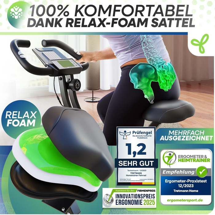Велотренажер Tretmann Home Trainer Bicycle, складаний, з м’яким сидінням RelaxFoam, магнітний опір до 150 кг, для домашніх тренувань