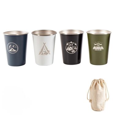 Кавова кружка для активного відпочинку на 350 мл з нержавіючої сталі 304, набір з 4 предметів, кружка Forcamp, туристична кружка, чотири кольори