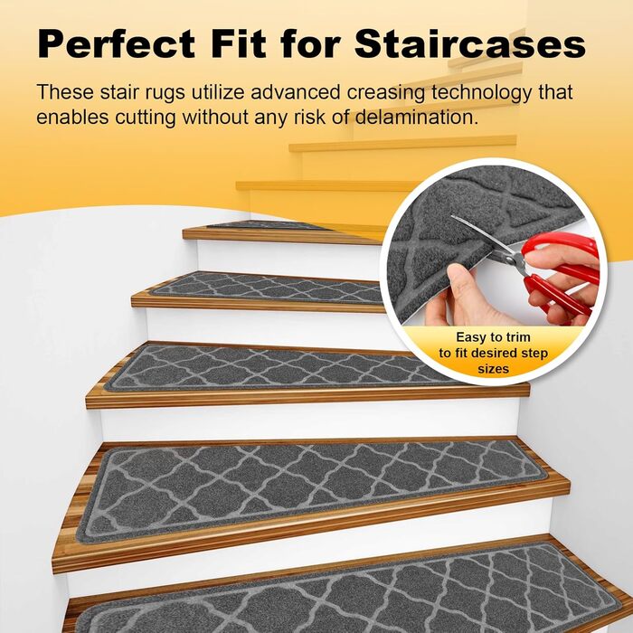 Килимків для сходів 76x20 см, протиковзкі килимки для сходів, самоклеючий килимок для сходів, килимок для сходів, який можна прати в пральній машині, з гумовою основою TPR для дітей, людей похилого віку та собак, сірий, 15 шт., 15