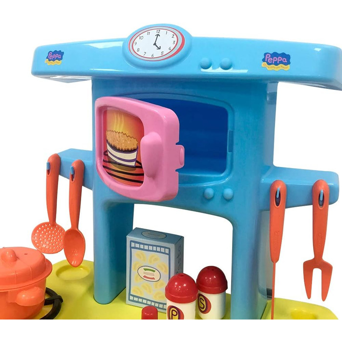 Дитяча кухня Smoby Mi Cocina Peppa Pig Wutz Ecoiffier з 13 аксесуарами, 100 офіційно ліцензований продукт, для хлопчиків і дівчаток від 18 місяців (1711), кольорова, 60,5 x 42,7 x 24,6