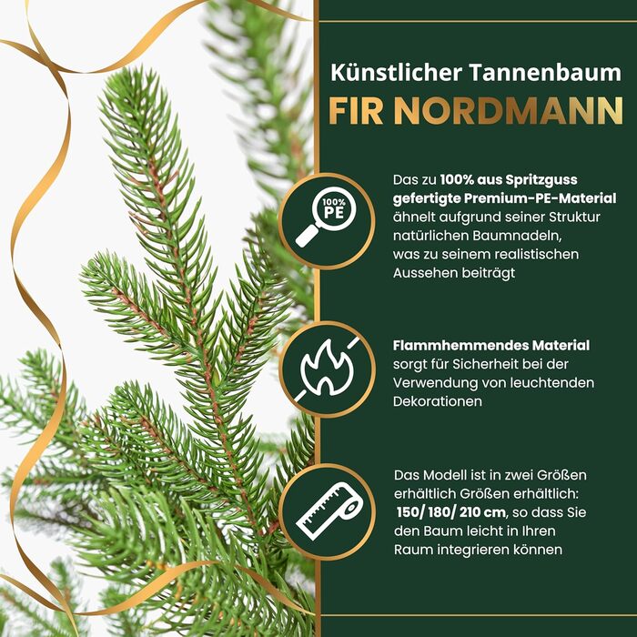 Штучна різдвяна ялинка преміум-класу 180 см TreesHouse