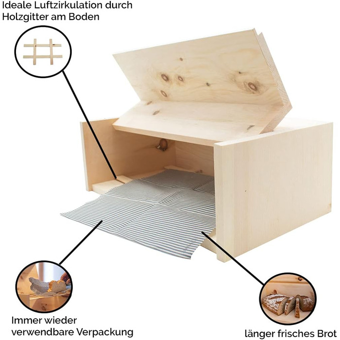 ПРИРОДНЕ життя Хлібник / хлібниця зі швейцарської кам'яної сосни, виготовлений зі 100 деревини швейцарської кам'яної сосни, включа