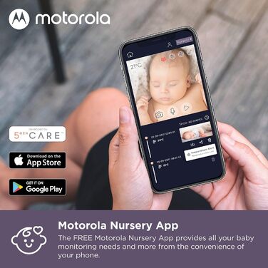 Із додатком Motorola Nursery та 5-дюймовим батьківським блоком - нічне бачення, температура та двосторонній зв&39язок Білий/золоти