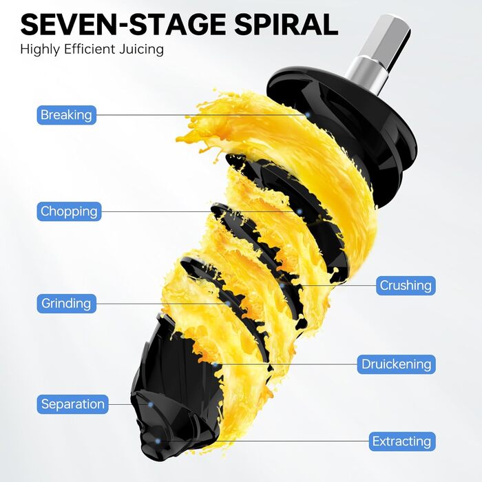 Переможець тесту на овочі та фрукти повільної соковижималки Muchen 150 Вт тихий двигун, зворотне подрібнення, легке очищення, дизайн з нержавіючої сталі в чорному та сріблястому кольорах, в т.ч. книга рецептів Single