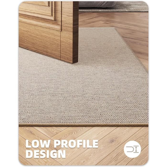 Килимки для кухні COLOR&GEOMETRY, нековзні, що праються, 65x240 см, тонка тканина 4 мм, кухонний килимок на гумовій основі, абсорбуючі, легко очищаються, для підлоги перед раковиною, для коридору, бежевий, 65 x 240 см (прямокутний)