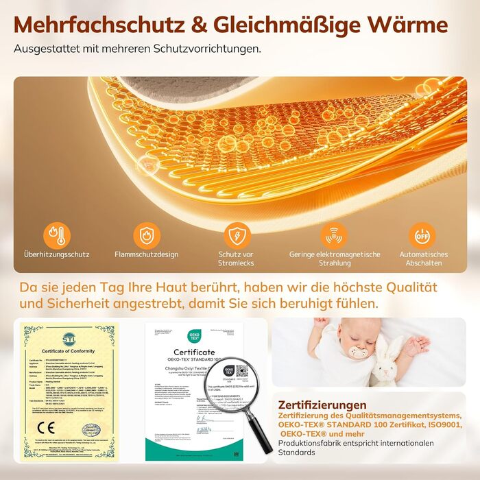 Електрична ковдра з підігрівом Keenstone, затишна зігрівальна ковдра, 9 температурних режимів, можна прати в пральній машині, з автоматичним вимкненням, антрацитово-сірий колір