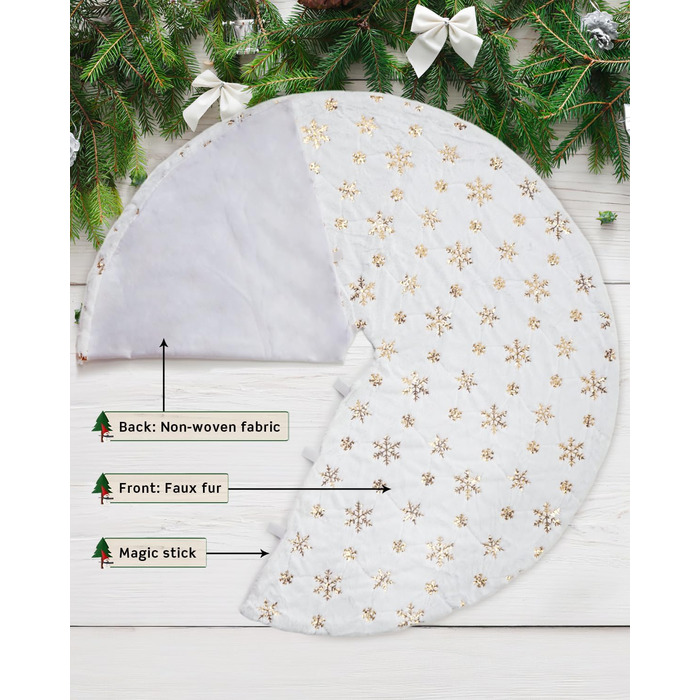 Спідниця для ялинки золота блискітка сніжинка COOLWUFAN