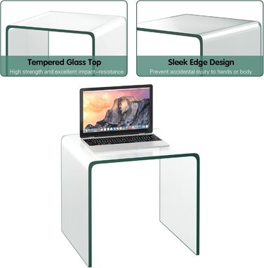 Скляний журнальний столик LIFEZEAL, N-подібний, сучасний скляний приставний столик, прозорий стіл для вітальні, офісу, готелю, макс. 30 кг, 45 x 45 x 41 см