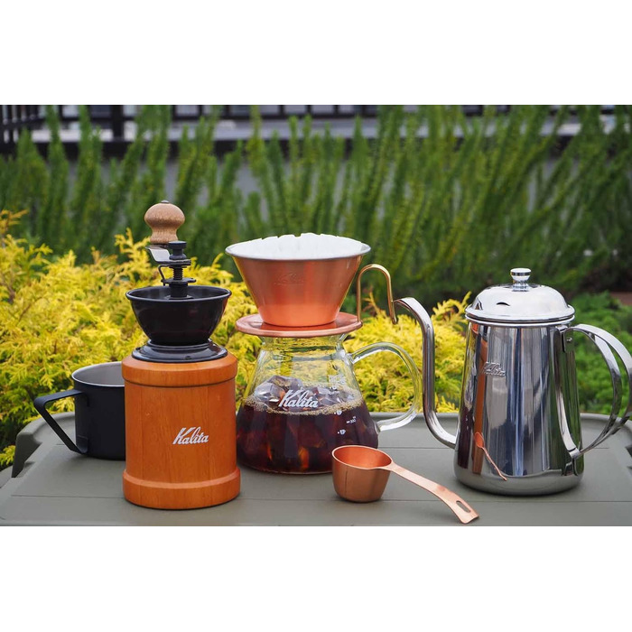 Кавовий сервіз Kalita I Переливна чашка I Крапельниця на 500 мл I Термостійке скло I Зроблено в Японії I Прозора, одномісна чашка