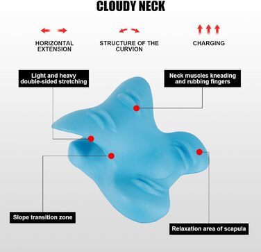 Розгинач шиї, подушка для розслаблення шиї та плечей, подушка для корекції горба шиї, корекція постави шиї при болях у шиї (синій)