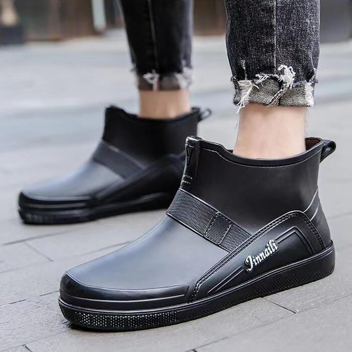 Водне взуття, гумові чоботи, ПВХ, чоловічі, для їдальні, для миття автомобіля, низькі безшовні, для роботи, кухні, для подорожей та походів, чорні, 38 2/3 EU