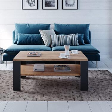 Журнальний столик Vicco, журнальний столик з полицею, антрацит/пісочний дуб, 100 x 60 см