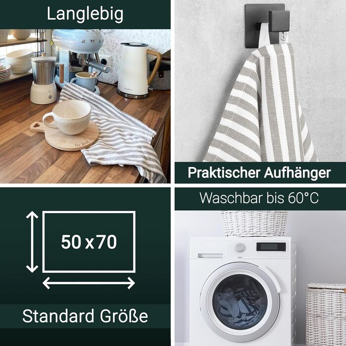 Набір ZOLLNER з 5 бавовняних чайних рушників розміром 50x70 см - добре поглинаючі та міцні кухонні рушники - можна прати при темпе