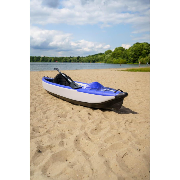 Одинарний каяк No Stress 350 см Надувний каяк з технологією Dropstitch Відмінна курсова стійкість, 3-камерна система У комплекті весло, сидіння, насос, ласти, рюкзак та ремкомплект