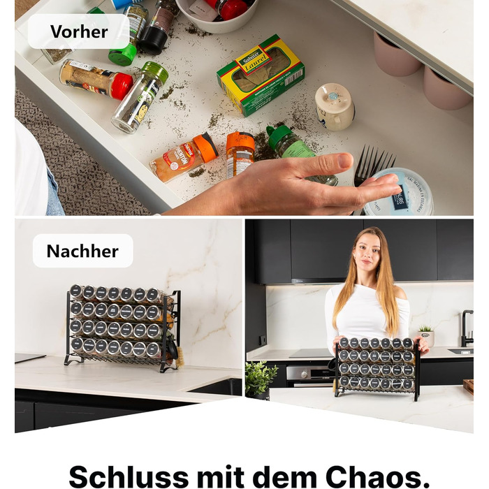 Підставка для спецій Deco haus, настінна та настінна З 28 БАНКАМИ ТА ЕТИКЕТКАМИ ДЛЯ СПЕЦІЙ - Органайзер для спецій - Настінна підставка для спецій - Органайзер для підставок для спецій - Підвісна підставка для спецій - Підставки для спецій з кришкою з нер