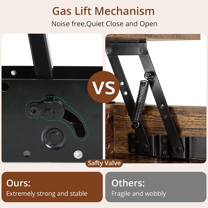 Журнальний столик VOWNER з регульованою висотою, багатофункціональний стіл для вітальні 3-в-1 з колесами та прихованим місцем для зберігання, який можна перетворити на обідній стіл для вітальні, у фермерському стилі (чорний з деревним малюнком)