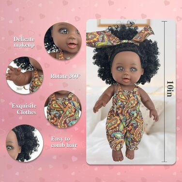 Африканська лялька для дітей Fashion Play Doll Kids Girls, 2you Black Doll 10 Inch Baby Doll