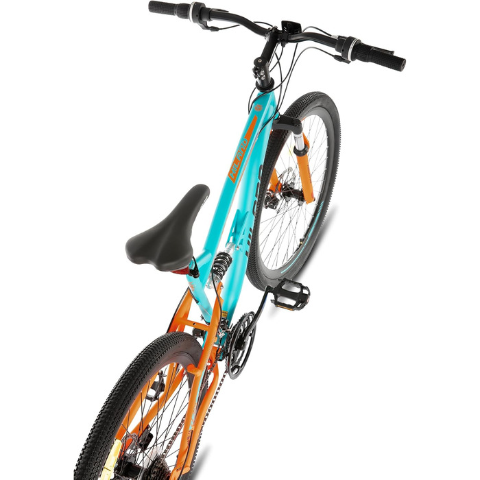 Гірський велосипед HILAND Clark 26 дюймів з повною підвіскою для чоловіків та жінок, 21 передача, подвійні дискові гальма, дорослий MTB велосипед, синій