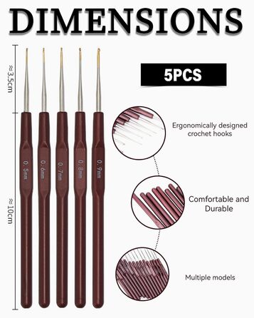 Гачок для вязання LOZTBUE 5 шт., набір гачків для вязання, набір гачків для вязання, міні-набір гачків для вязання, гачок для вязання, гачок із загостреним гачком, гачок для вязання, гачок для вязання з гачком, гачок із загостреним гачком